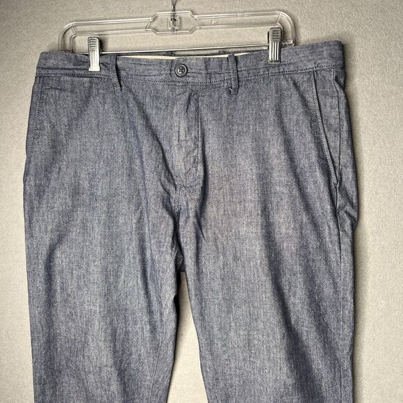J Crew 484 Stretch Pants Men 34 (34x31) Chino Preppy Blue Chambray Office Casual - Picture 2 of 10